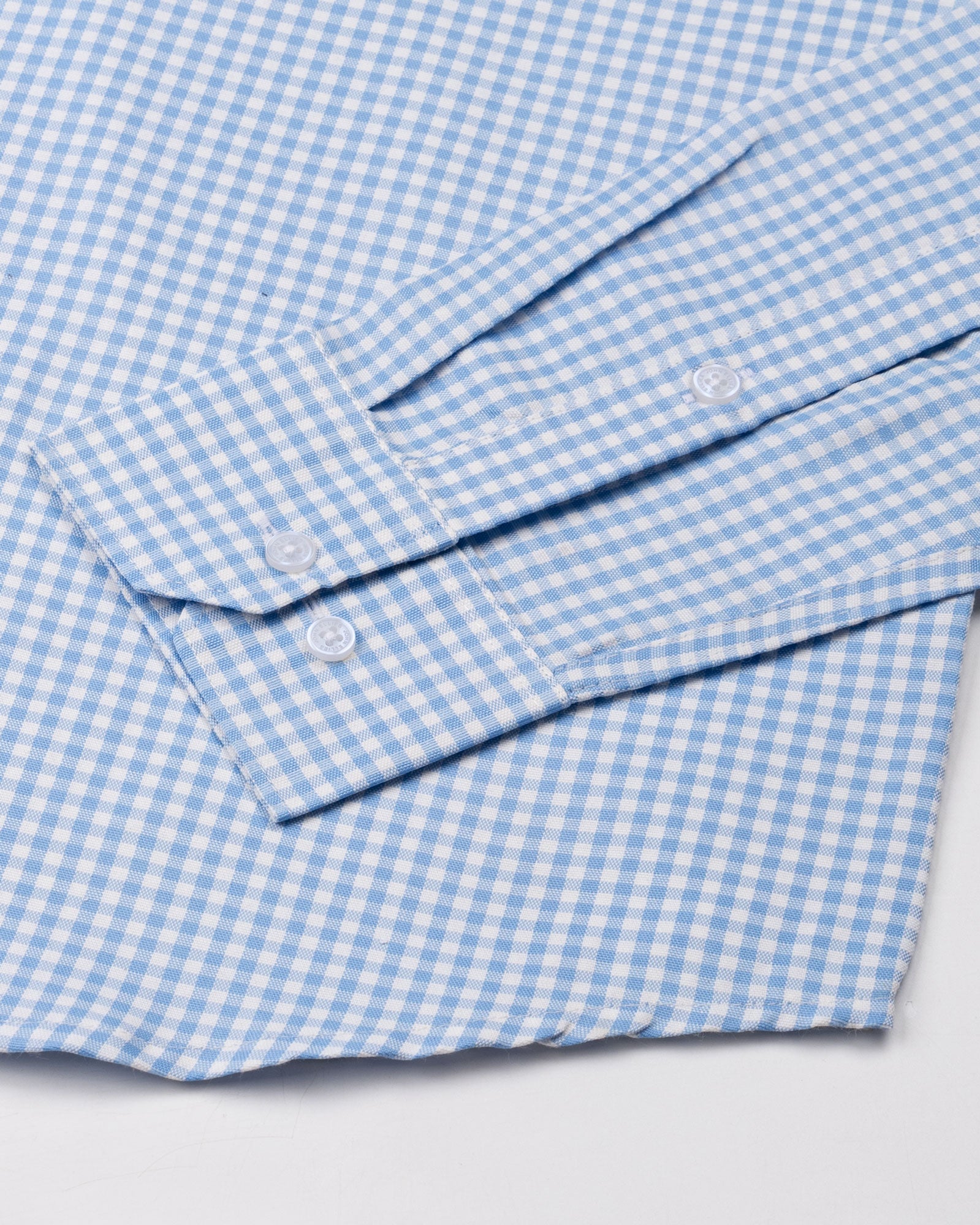 Nefrio Sky Blue Check Button Down Oxford Cotton Shirt - John Ellies