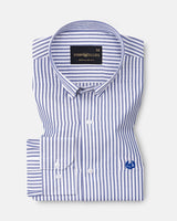 Nefrio Navy Blue Stripe Button Down Oxford Cotton Shirt