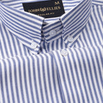 Nefrio Navy Blue Stripe Button Down Oxford Cotton Shirt - John Ellies