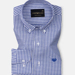 Nefrio Blue Check Button Down Oxford Cotton Shirt - John Ellies