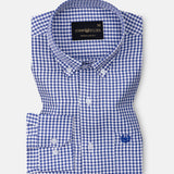 Nefrio Blue Check Button Down Oxford Cotton Shirt - John Ellies
