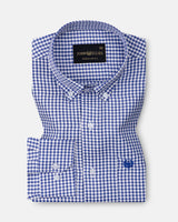 Nefrio Blue Check Button Down Oxford Cotton Shirt