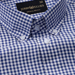 Nefrio Blue Check Button Down Oxford Cotton Shirt - John Ellies