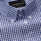 Nefrio Blue Check Button Down Oxford Cotton Shirt - John Ellies
