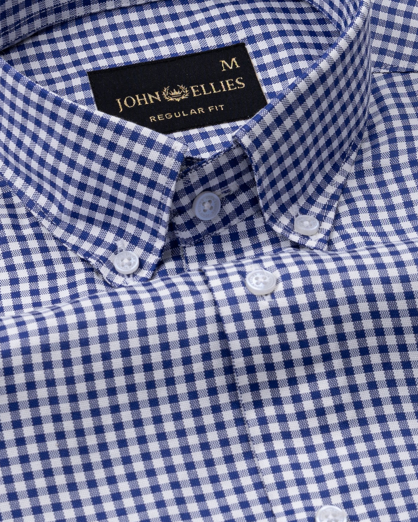 Nefrio Blue Check Button Down Oxford Cotton Shirt - John Ellies