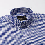 Nefrio Blue Check Button Down Oxford Cotton Shirt - John Ellies