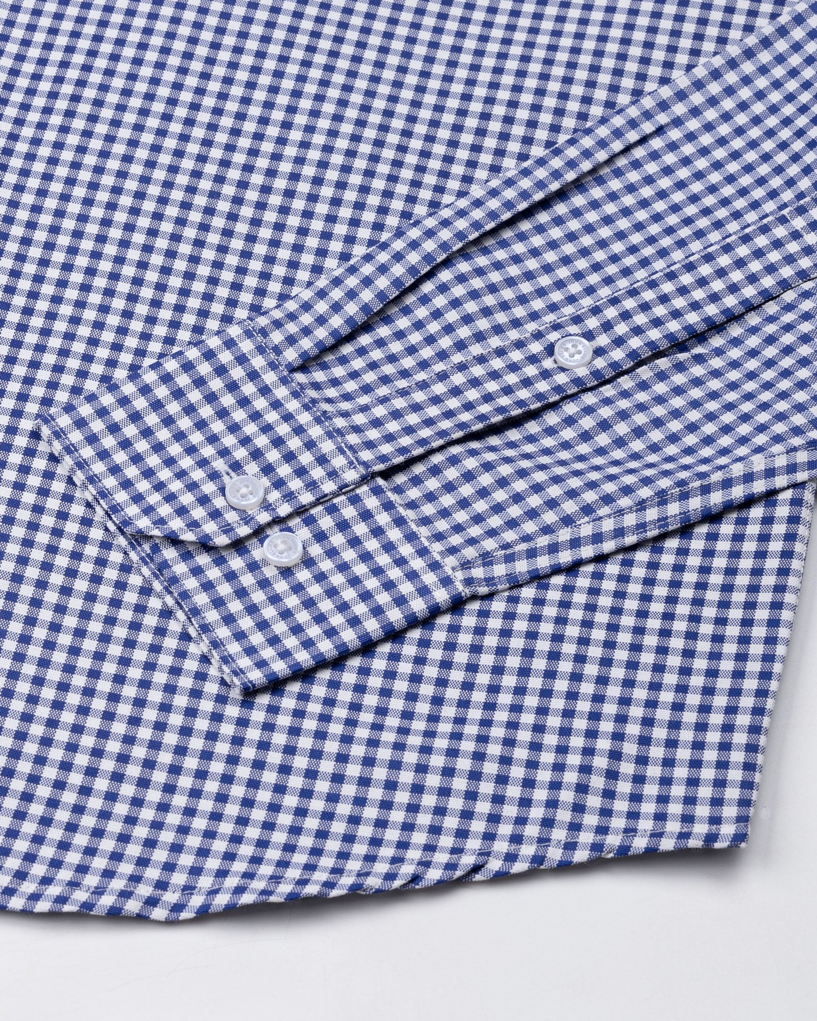 Nefrio Blue Check Button Down Oxford Cotton Shirt - John Ellies