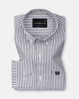 Nefrio Grey Stripe Button Down Oxford Cotton Shirt