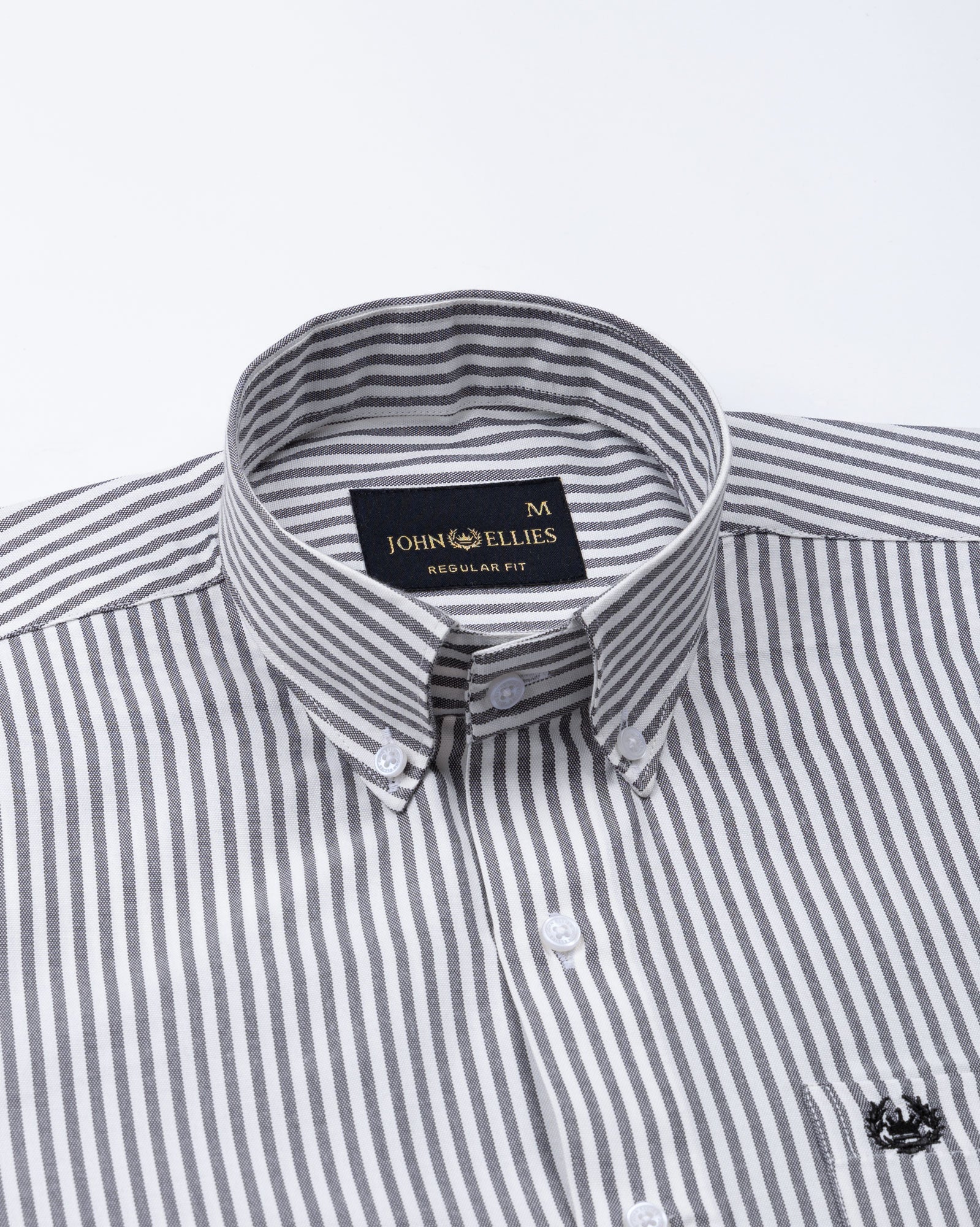 Nefrio Grey Stripe Button Down Oxford Cotton Shirt - John Ellies