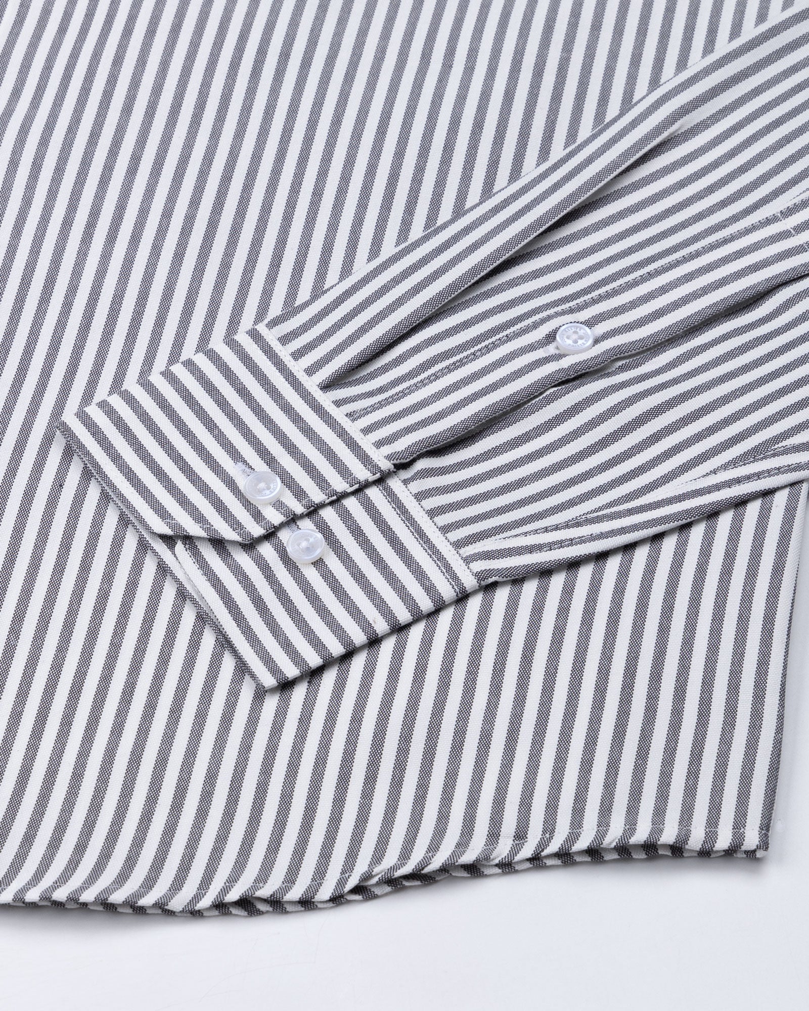 Nefrio Grey Stripe Button Down Oxford Cotton Shirt - John Ellies