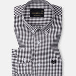 Nefrio Black Check Button Down Oxford Cotton Shirt - John Ellies