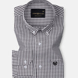 Nefrio Black Check Button Down Oxford Cotton Shirt - John Ellies