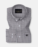 Nefrio Black Check Button Down Oxford Cotton Shirt