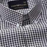 Nefrio Black Check Button Down Oxford Cotton Shirt - John Ellies