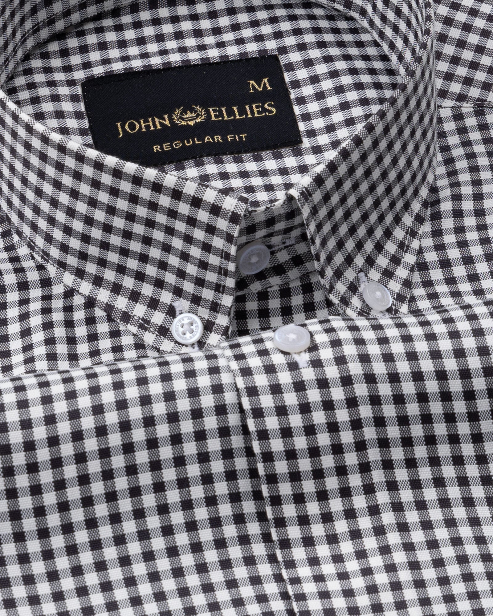 Nefrio Black Check Button Down Oxford Cotton Shirt - John Ellies