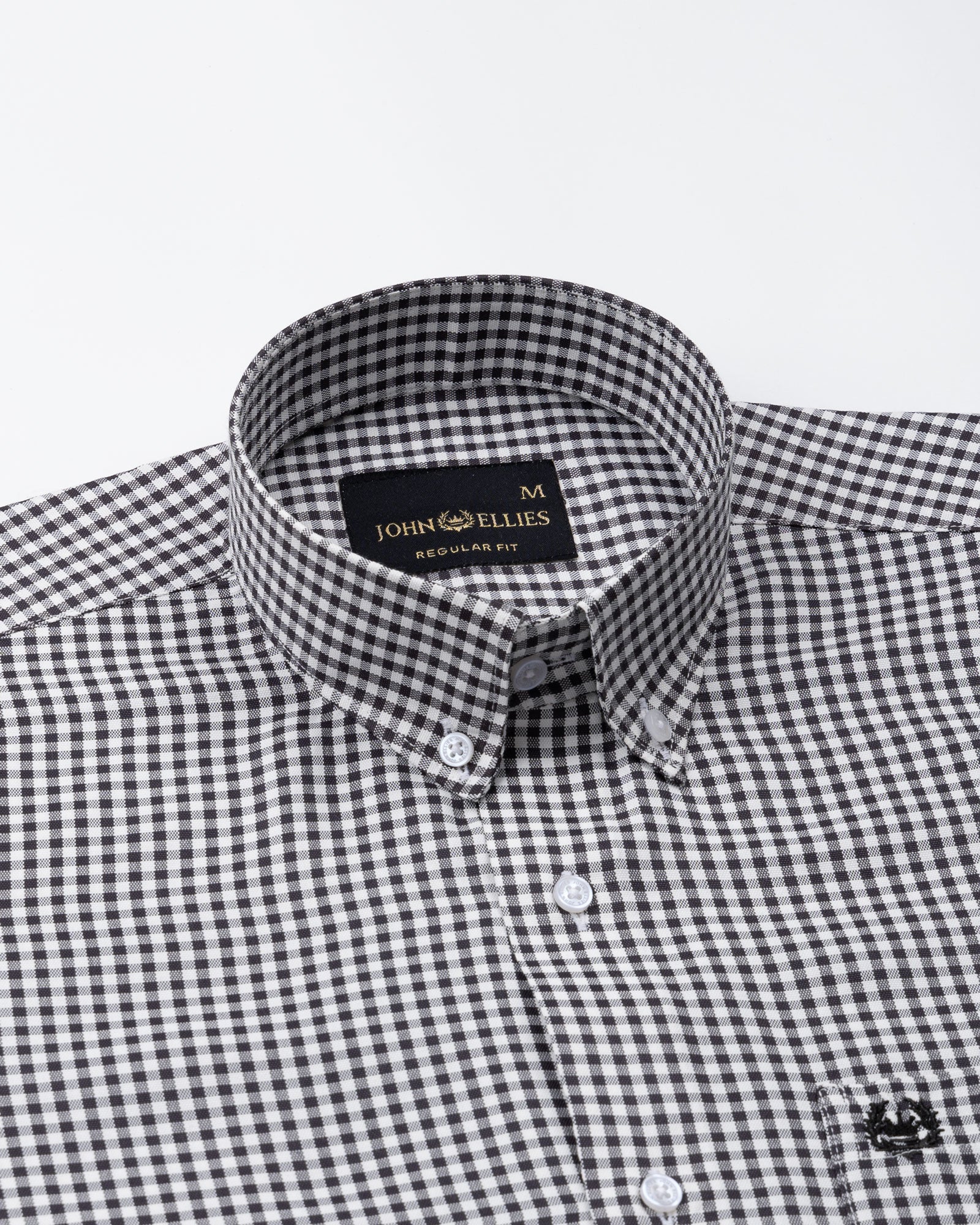 Nefrio Black Check Button Down Oxford Cotton Shirt - John Ellies