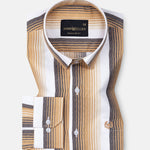 Bermen Beige Stripes Cotton Shirt - John Ellies