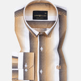 Bermen Beige Stripes Cotton Shirt - John Ellies