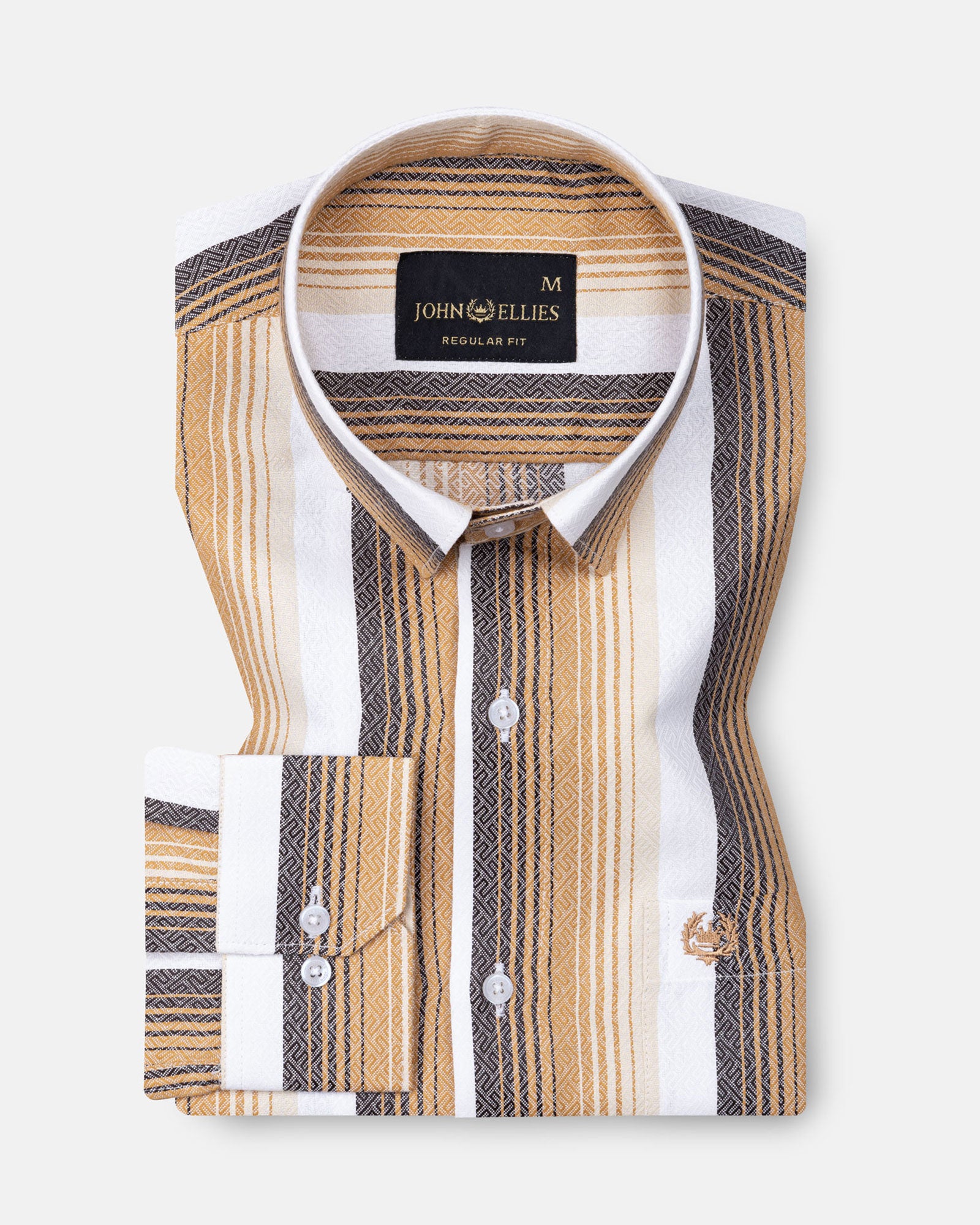 Bermen Beige Stripes Cotton Shirt - John Ellies