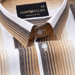 Bermen Beige Stripes Cotton Shirt - John Ellies