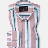 Bermen Salmon Pink Stripes Cotton Shirt - John Ellies