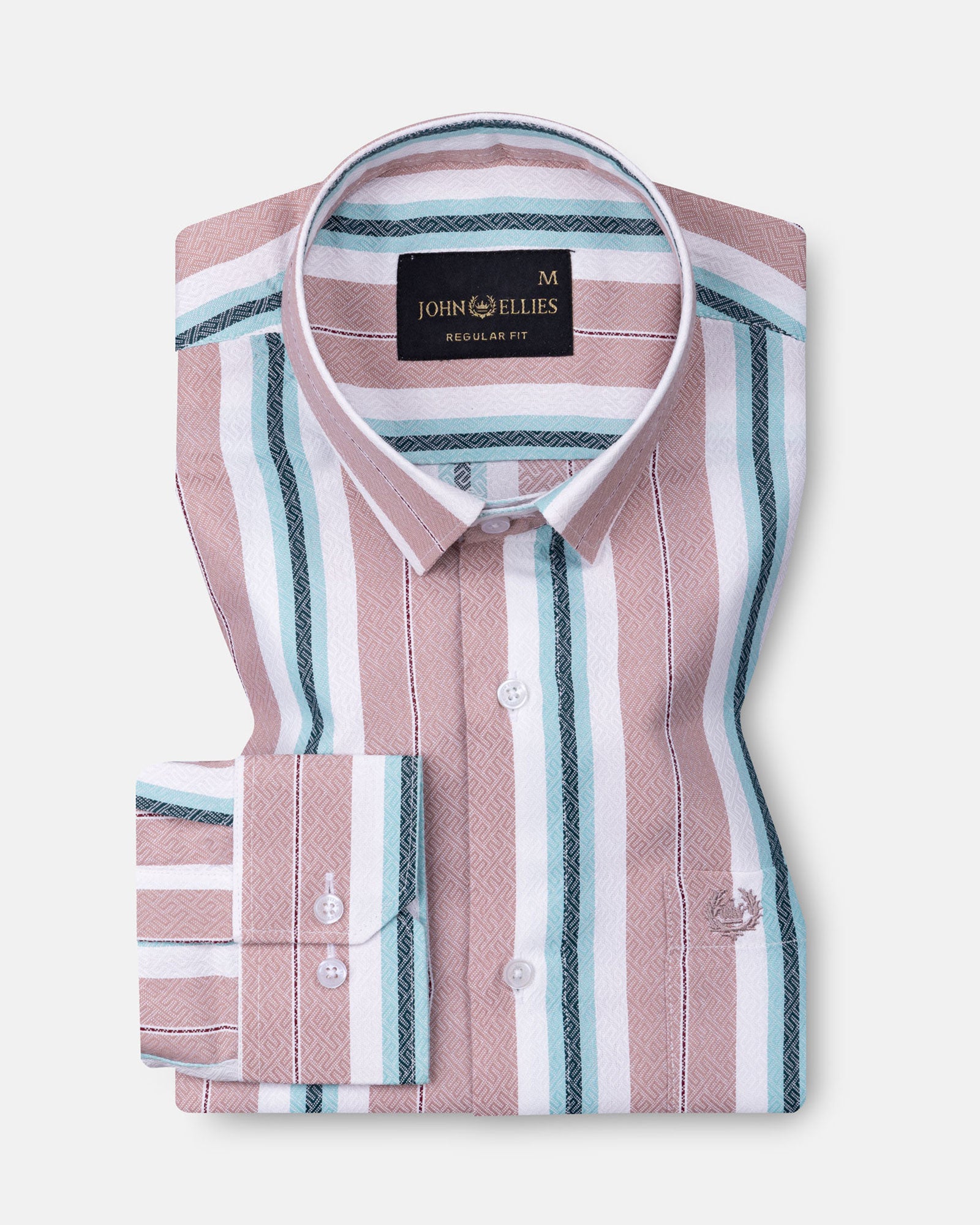 Bermen Salmon Pink Stripes Cotton Shirt - John Ellies