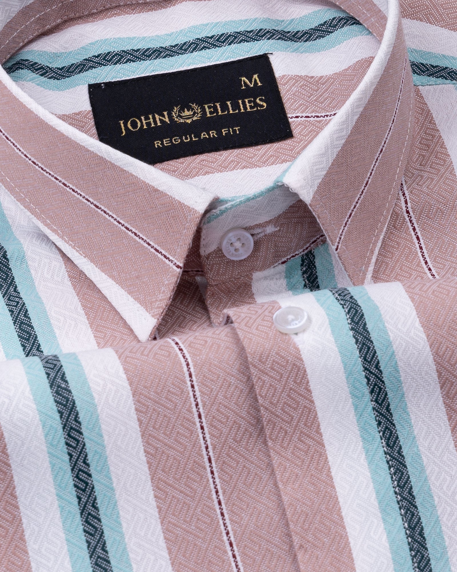 Bermen Salmon Pink Stripes Cotton Shirt - John Ellies