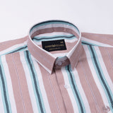 Bermen Salmon Pink Stripes Cotton Shirt - John Ellies