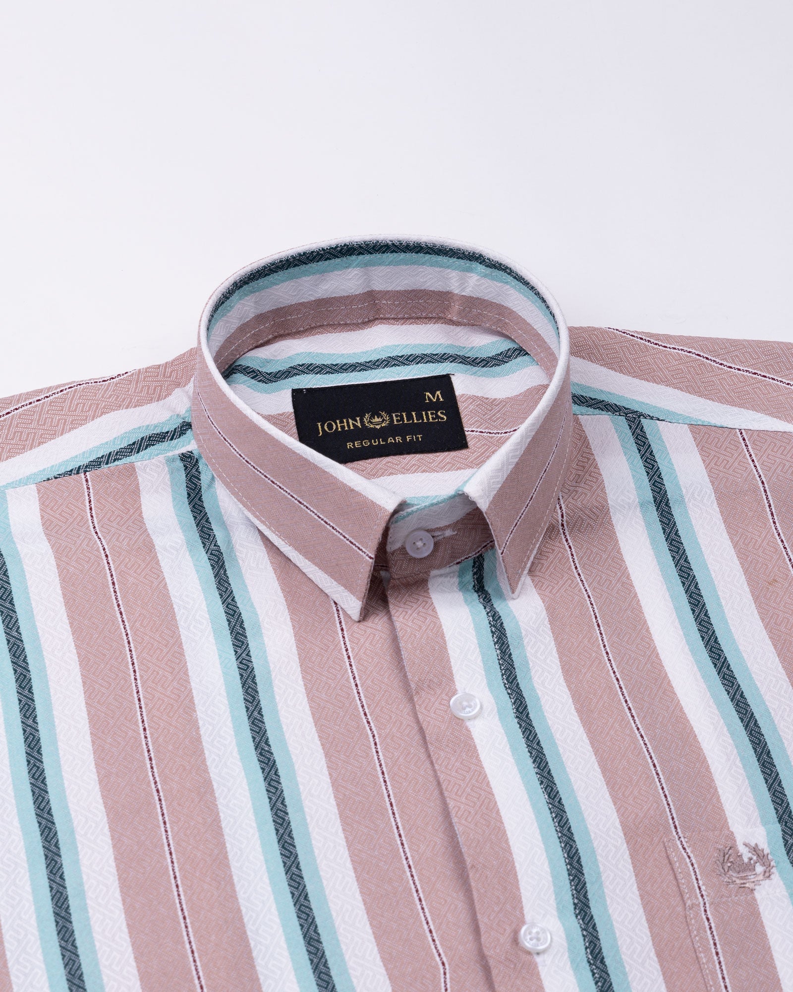 Bermen Salmon Pink Stripes Cotton Shirt - John Ellies
