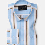 Bermen Sky Blue Stripes Cotton Shirt - John Ellies