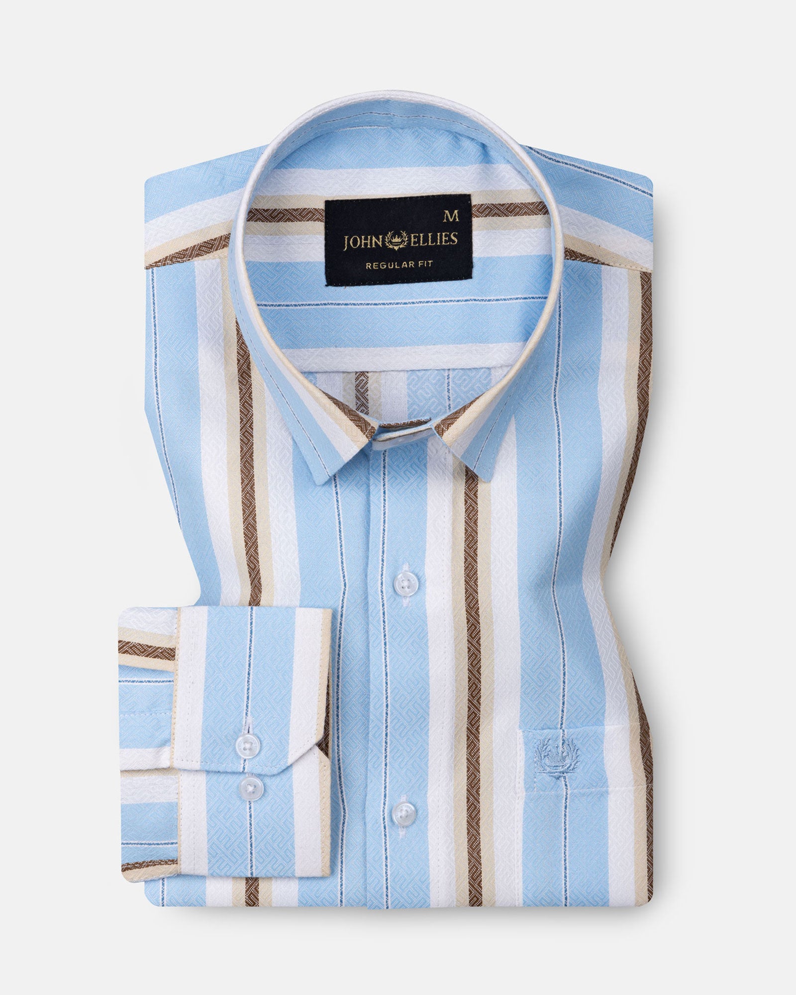 Bermen Sky Blue Stripes Cotton Shirt - John Ellies