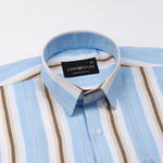 Bermen Sky Blue Stripes Cotton Shirt - John Ellies