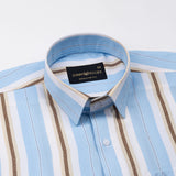Bermen Sky Blue Stripes Cotton Shirt - John Ellies