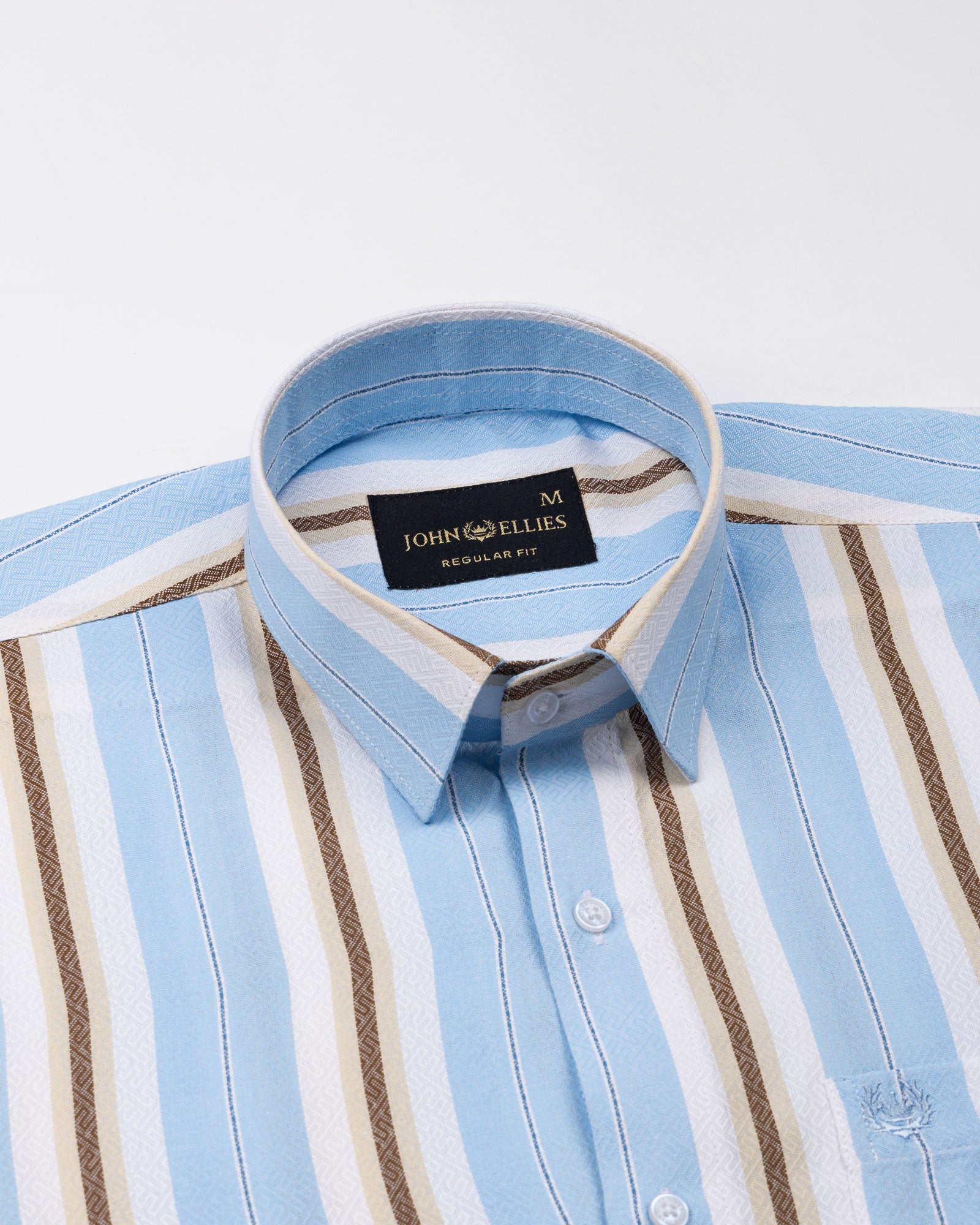 Bermen Sky Blue Stripes Cotton Shirt - John Ellies