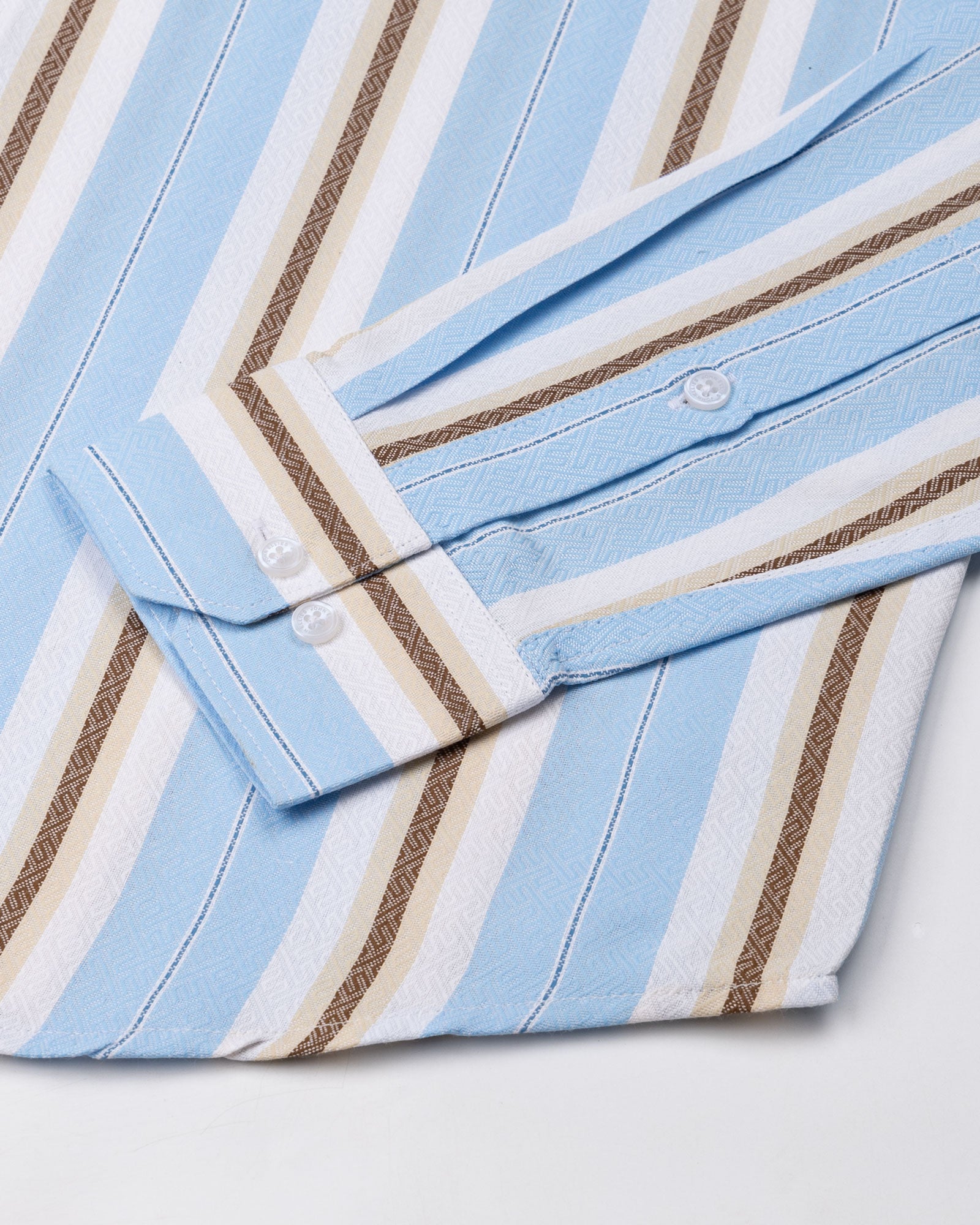 Bermen Sky Blue Stripes Cotton Shirt - John Ellies