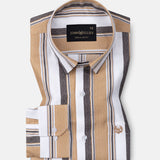 Bermen Brown Stripes Cotton Shirt - John Ellies