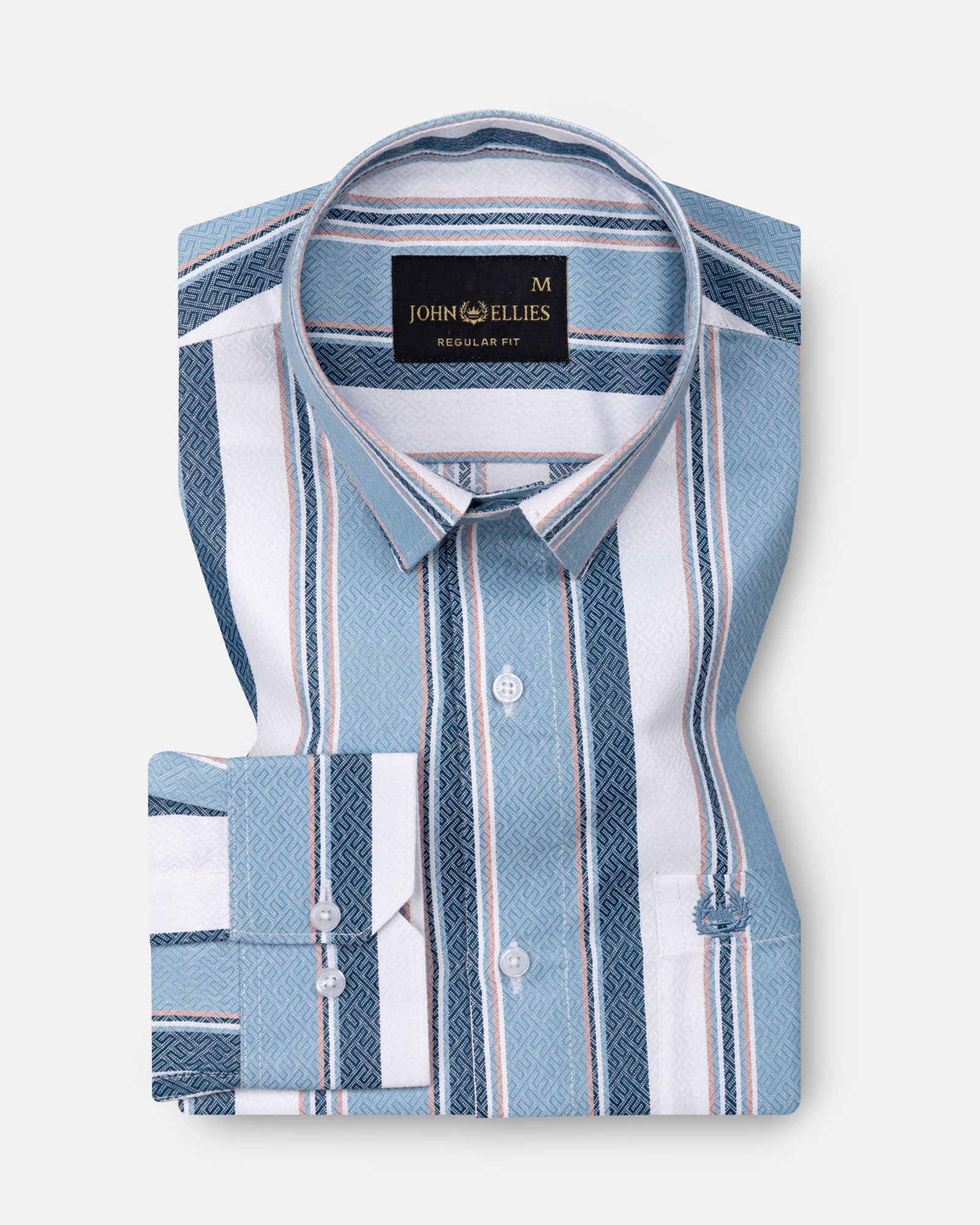 Bermen Teal Stripes Cotton Shirt - John Ellies