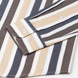 Bermen Brown & Navy Blue Stripes Cotton Shirt - John Ellies