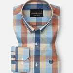 Herens Navy Blue Madras Check Cotton Shirt - John Ellies