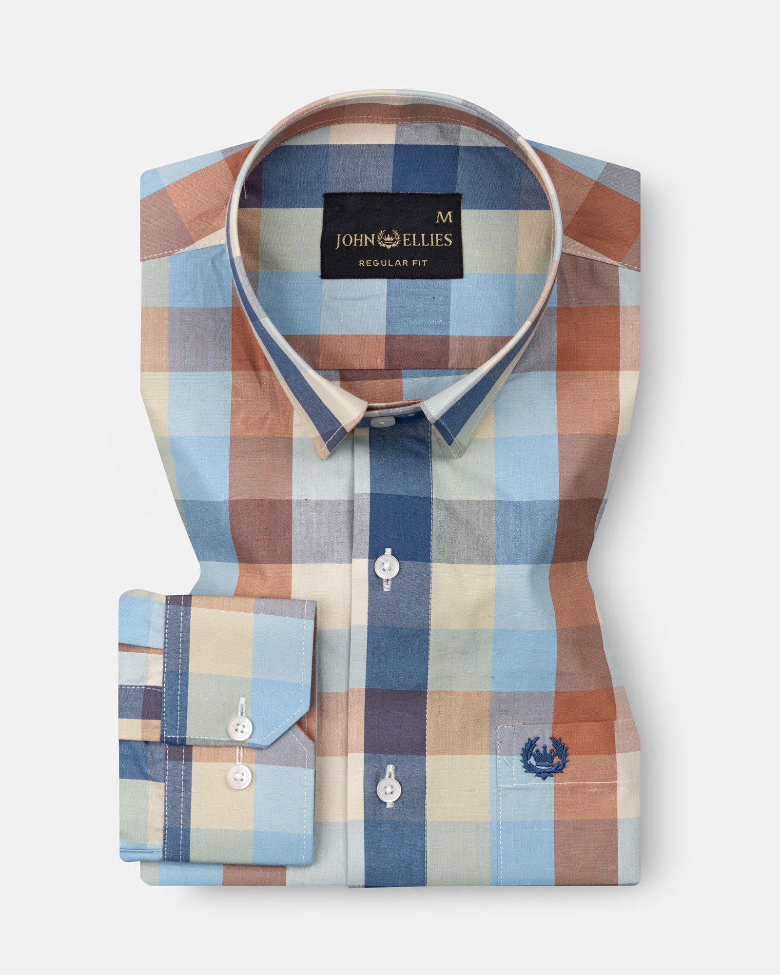 Herens Navy Blue Madras Check Cotton Shirt - John Ellies