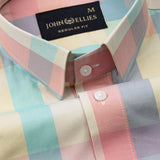 Herens Pink & Cyan Madras Check Cotton Shirt - John Ellies