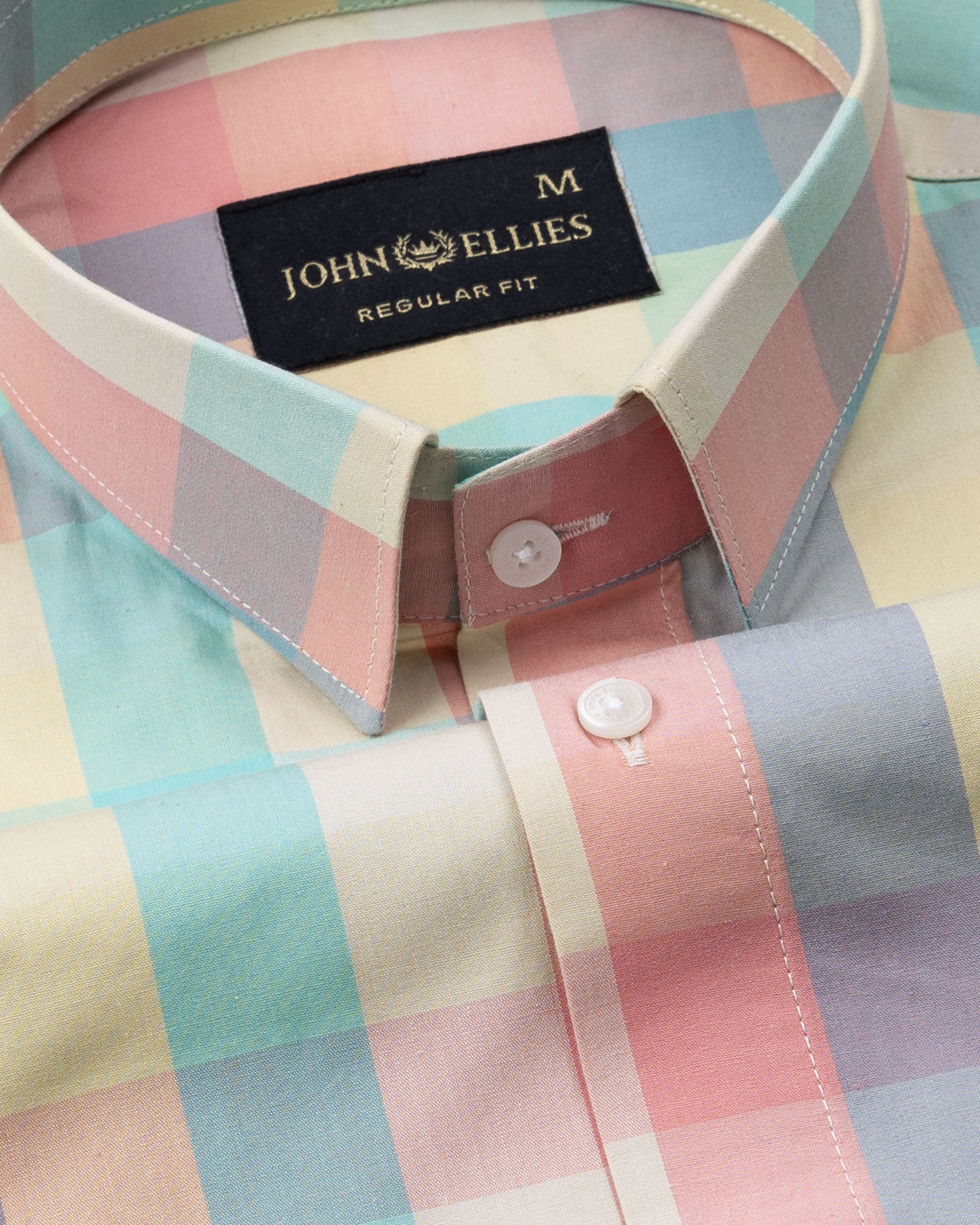 Herens Pink & Cyan Madras Check Cotton Shirt - John Ellies