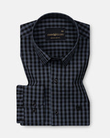 Herens Grey & Black Gingham Check Cotton Shirt