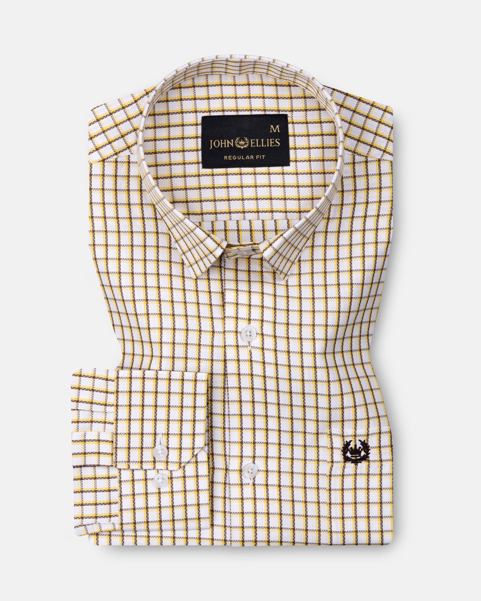 Herens Yellow & Brown Check Cotton Shirt - John Ellies