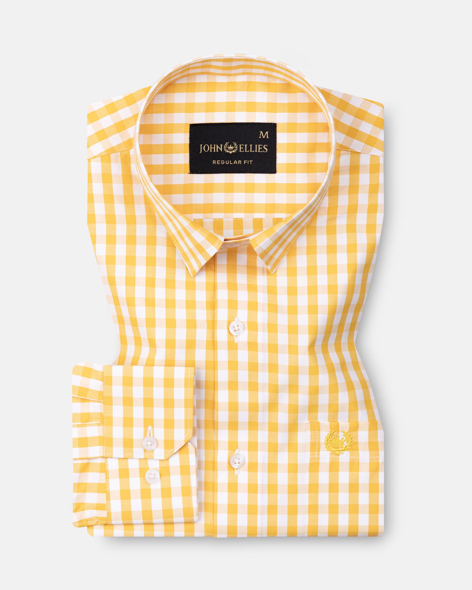Herens Yellow Bold Check Cotton Shirt - John Ellies