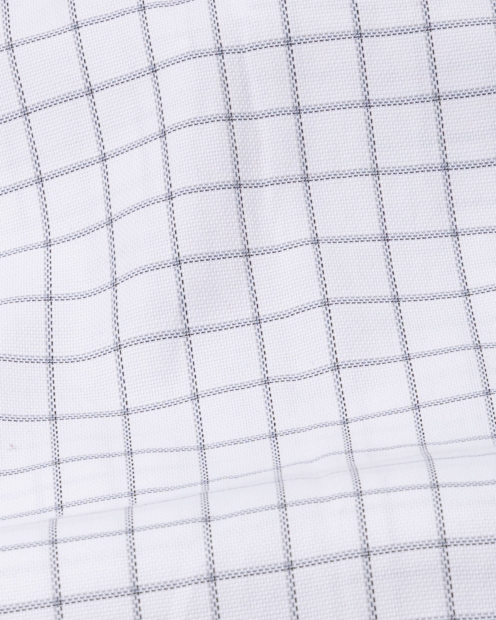 Herens Silver Windowpane Check Cotton Shirt - John Ellies