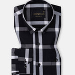 Herens Black Buffalo Check Cotton Shirt - John Ellies