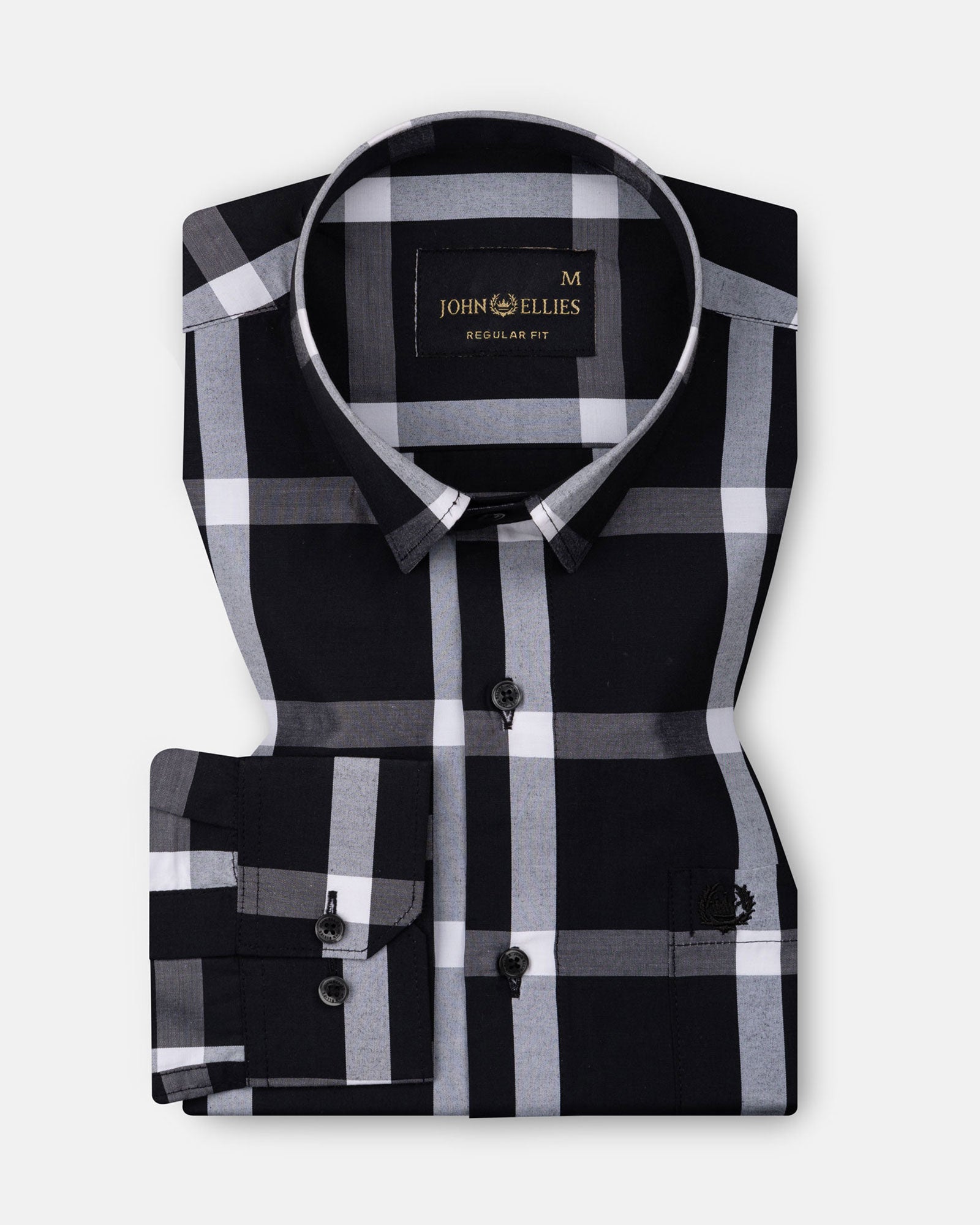Herens Black Buffalo Check Cotton Shirt - John Ellies