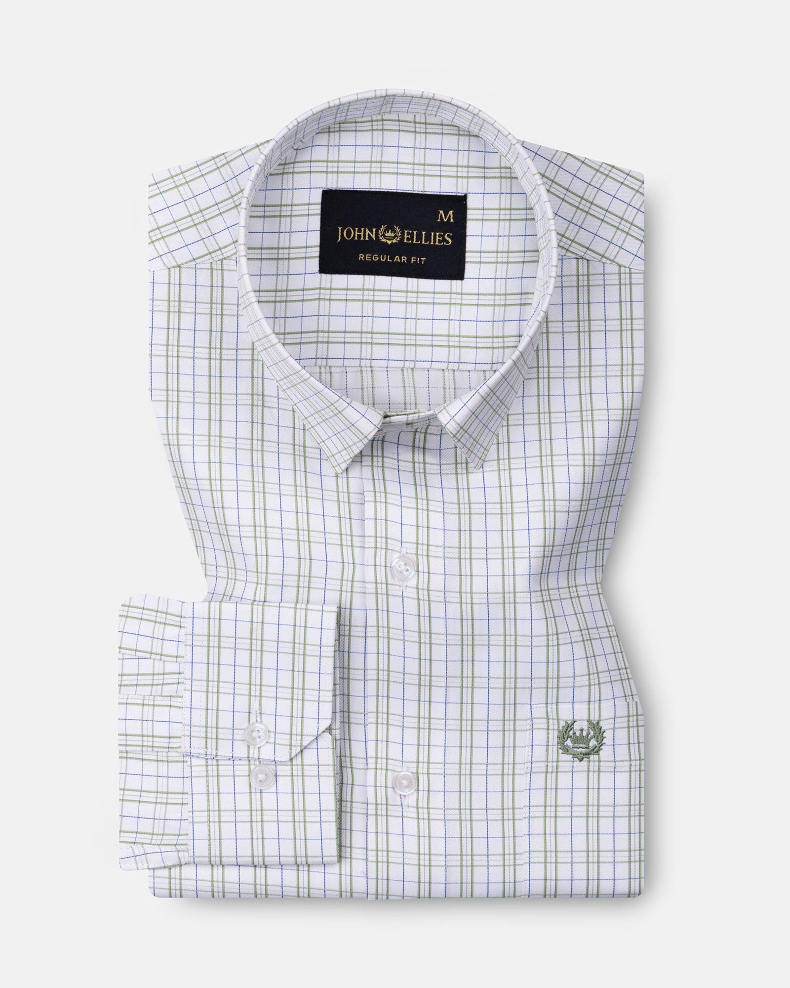 Herens White Graph Check Cotton Shirt - John Ellies