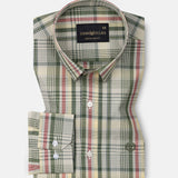 Herens Olive Tartan Check Cotton Shirt - John Ellies